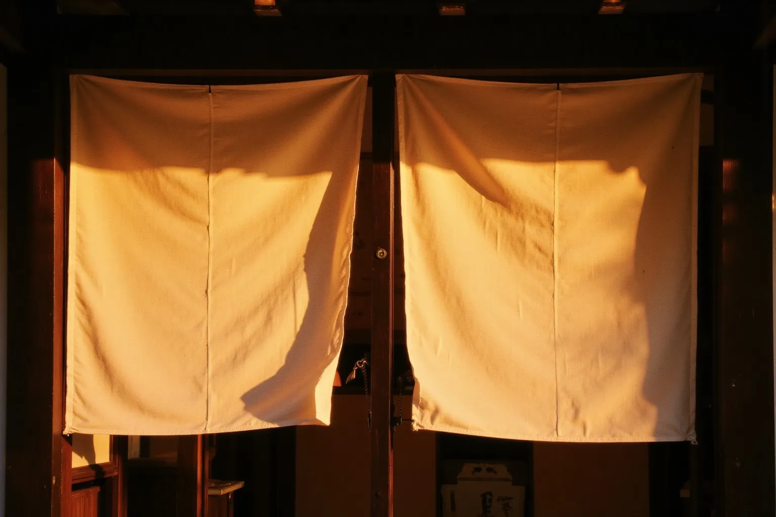 A storefront at dusk